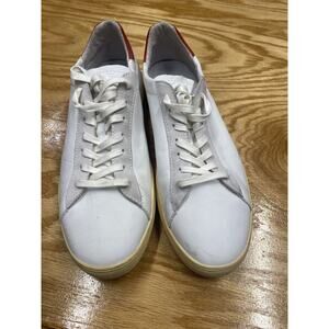 Clae Running Sneakers Men's 12 White Leather Lace Up Low Top Casual Shoes S35